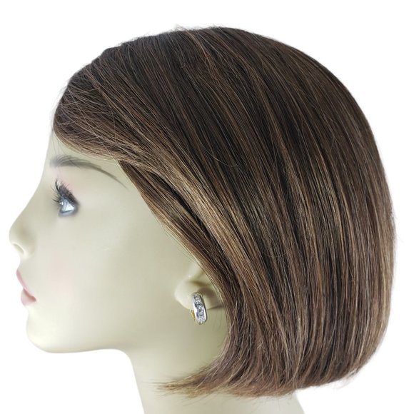 Vintage 14 Karat Reversible Two Tone Gold and Diamond Huggie Earrings #13838 - Picture 15 of 16